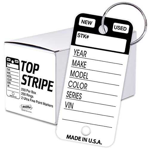Versa-Tags 250 Tear-Proof Vinyl Poly Car Key Tags with Split Rings Included and Two Markers Heavy-Duty Write-On Design (Black) - Image 1