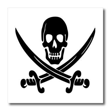 3DROSE 3dRose ht_130871_1 Pirate Skull and Crossblades Iron on Heat Transfer, 8 by 8-Inch  - Image 1
