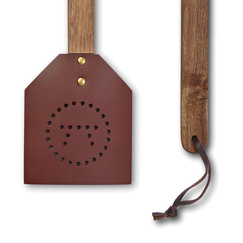 Outset 76616 Acacia Wood and Leather Amish-Style Fly Swatter, 17.5", Brown - Image 5