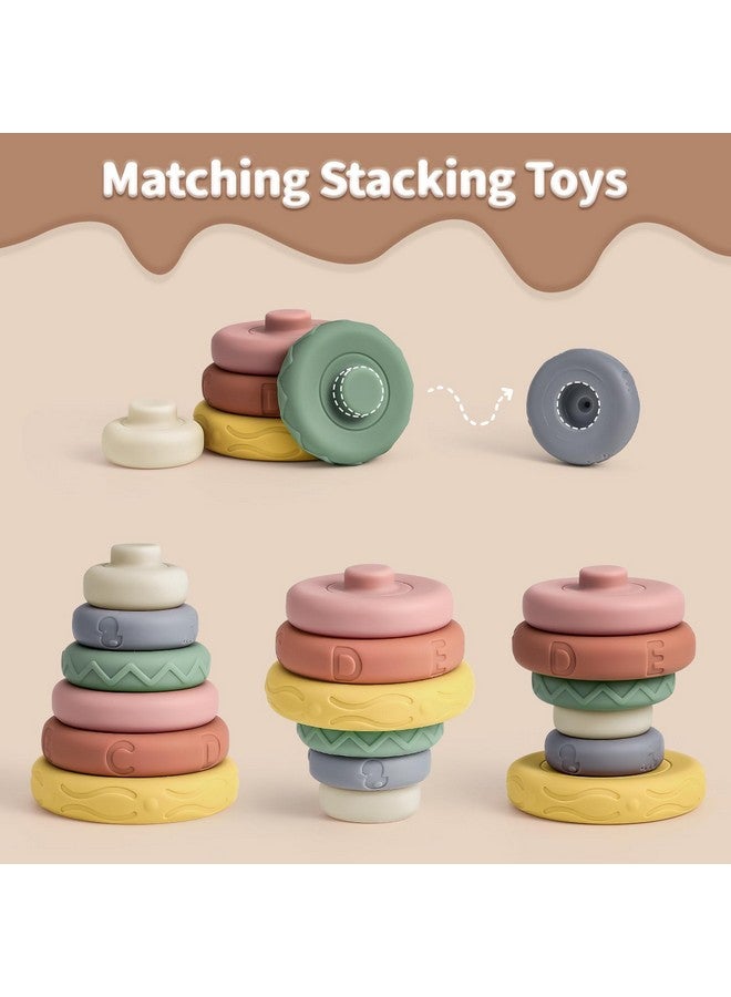 Mini Tudou 6 Pcs Stacking & Nesting Circle Toy,Soft Building Rings Stacker & Teethers,Squeeze Play with Early Educational Learning Stacking Tower, Toy for 6+ Months Boys&Girls - Image 3