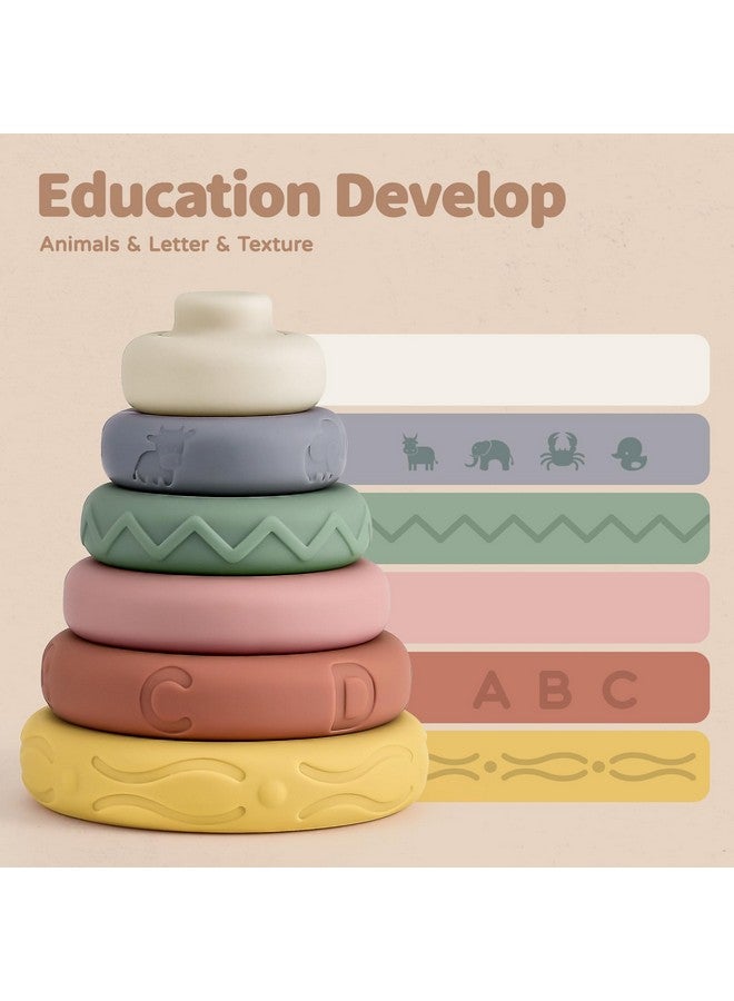 Mini Tudou 6 Pcs Stacking & Nesting Circle Toy,Soft Building Rings Stacker & Teethers,Squeeze Play with Early Educational Learning Stacking Tower, Toy for 6+ Months Boys&Girls - Image 5