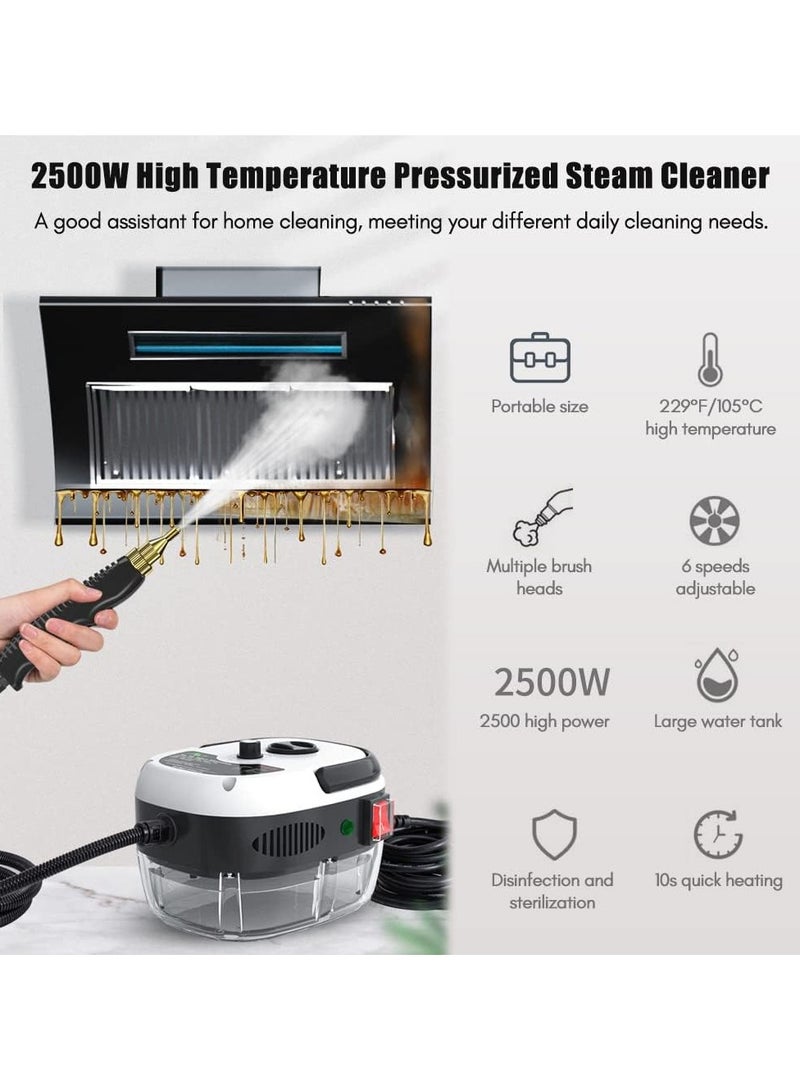 DubaiGallery 2500W Multipurpose Steam Cleaner – Handheld High-Pressure Steamer with 6 Gears, 1.2L Water Tank, Portable Powerful Steam Cleaning for Floors, Tiles, Grout, Couch & More (US Plug 110V) - Image 2
