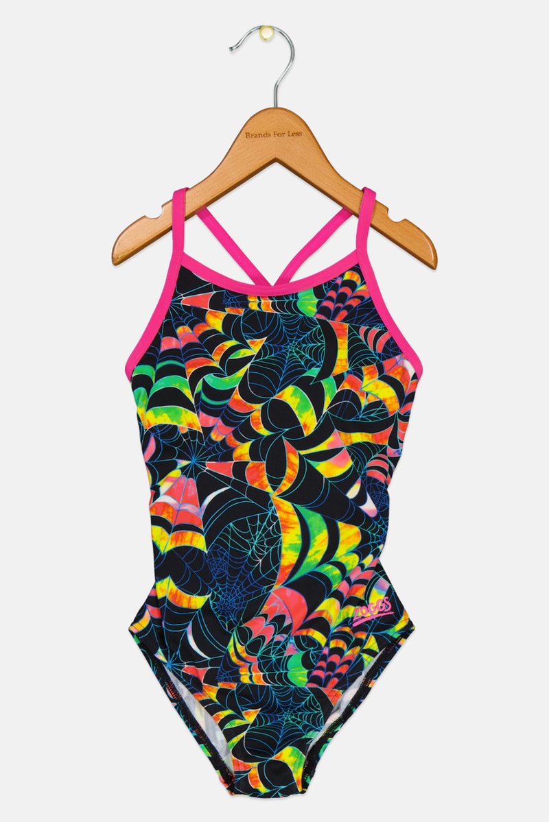 ZOGGS Kids Girl Abstract Print One Piece Swimsuit, Multicolor - Image 1