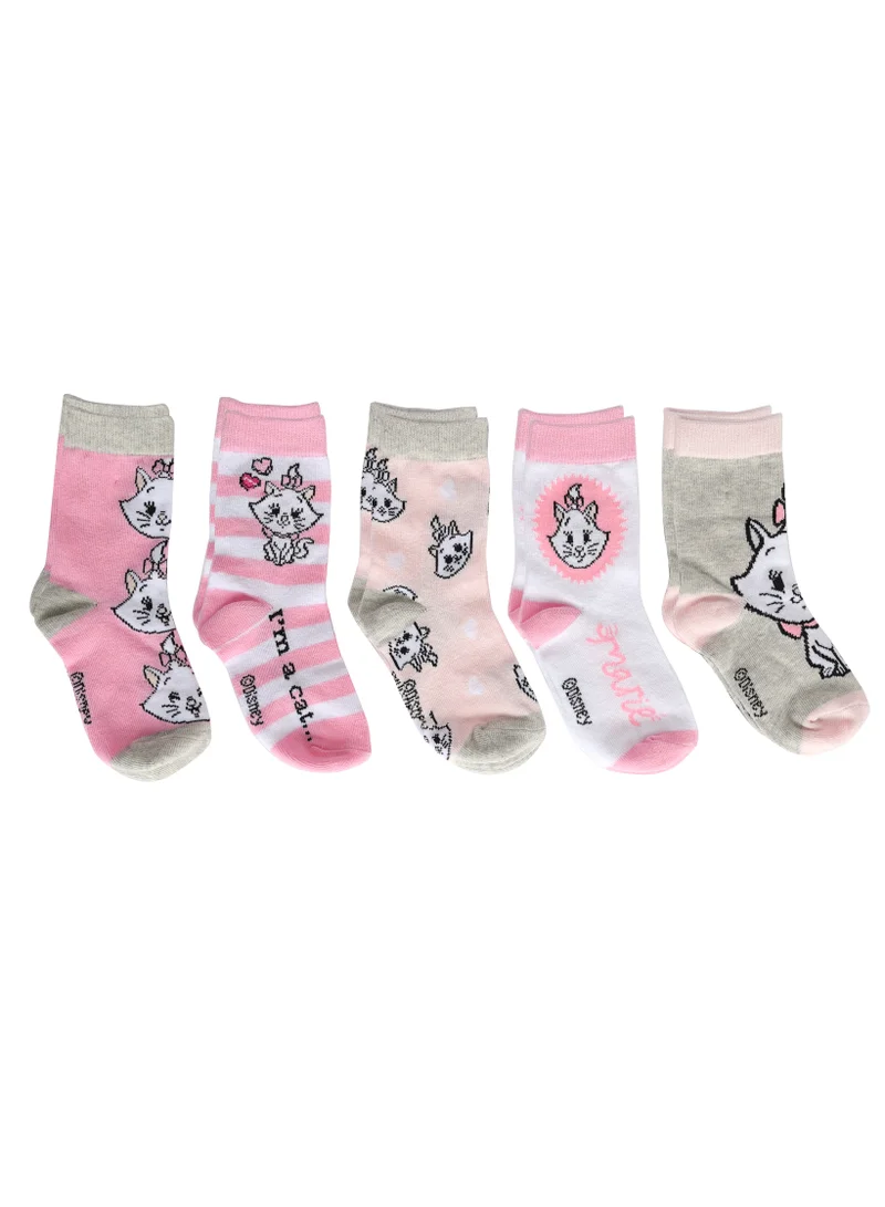 ديزني The Disney marie Socks, Ankle Crew Socks for Kids (2 to 4 Years), Pack of 5 socks