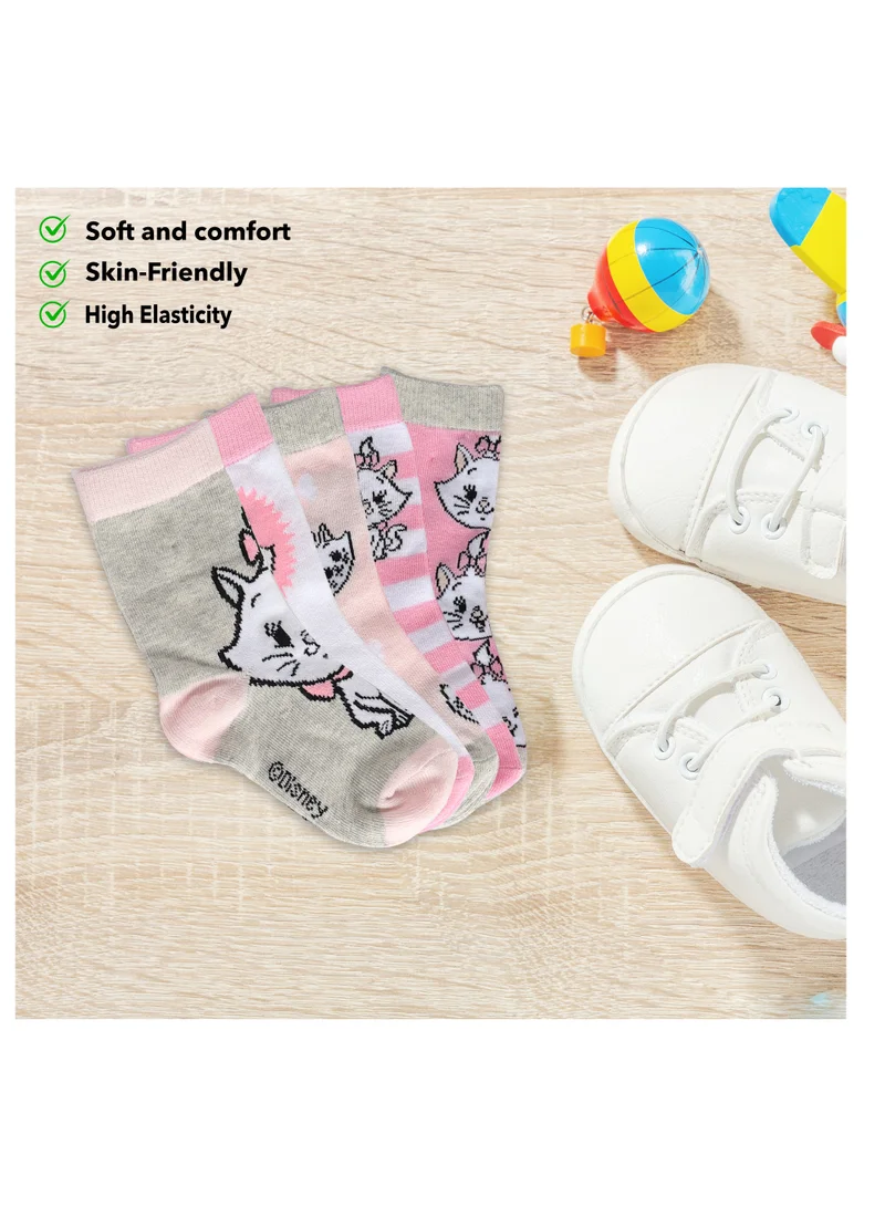 ديزني The Disney marie Socks, Ankle Crew Socks for Kids (2 to 4 Years), Pack of 5 socks