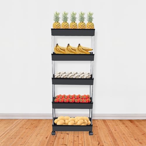 PULSBERY Storage Rack|Versatile Plastic Stationary & Crockery Rack|Shelf Rack for Kitchen,Office,Home (Black, 5 Layer) - Image 1