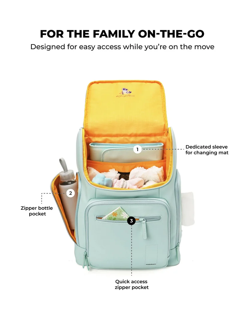 موكوبارا للتجارة ذ.م.م The Tinker Diaper Backpack - Premium Soft-Touch Polyurethane Material | Nomnom