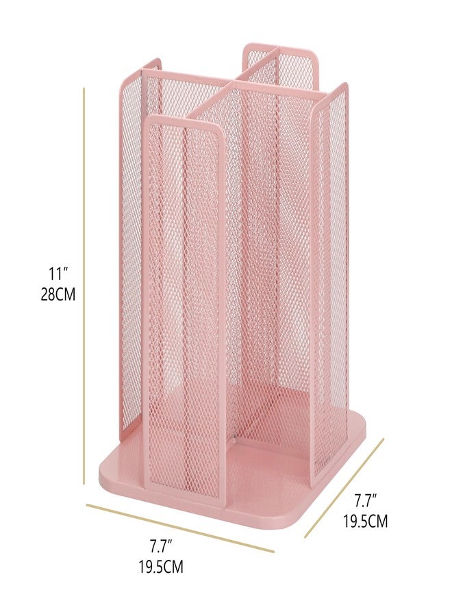 Annova Paper/Plastic Cup and Lid Holder Plastic Storage Organizer, 360°Rotating Coffee Mup Dispenser with 4 Compartments, Multifunctional Storage Rack for Home, Office, Bar, Coffee Shop (Light PInk) - Image 2