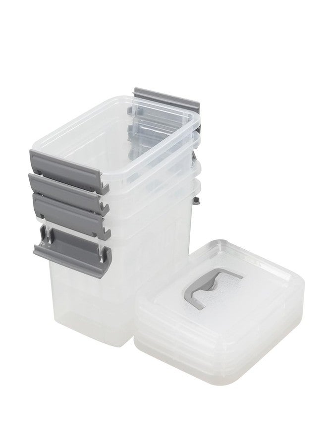 Hespama 3.5 Quart Clear Plastic Storage Bins with Lid Pack of 4, Small Latch Storage Box with Handle, F - Image 3