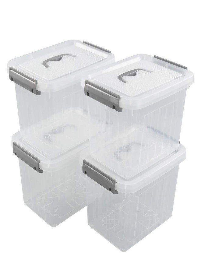 Hespama 3.5 Quart Clear Plastic Storage Bins with Lid Pack of 4, Small Latch Storage Box with Handle, F - Image 1