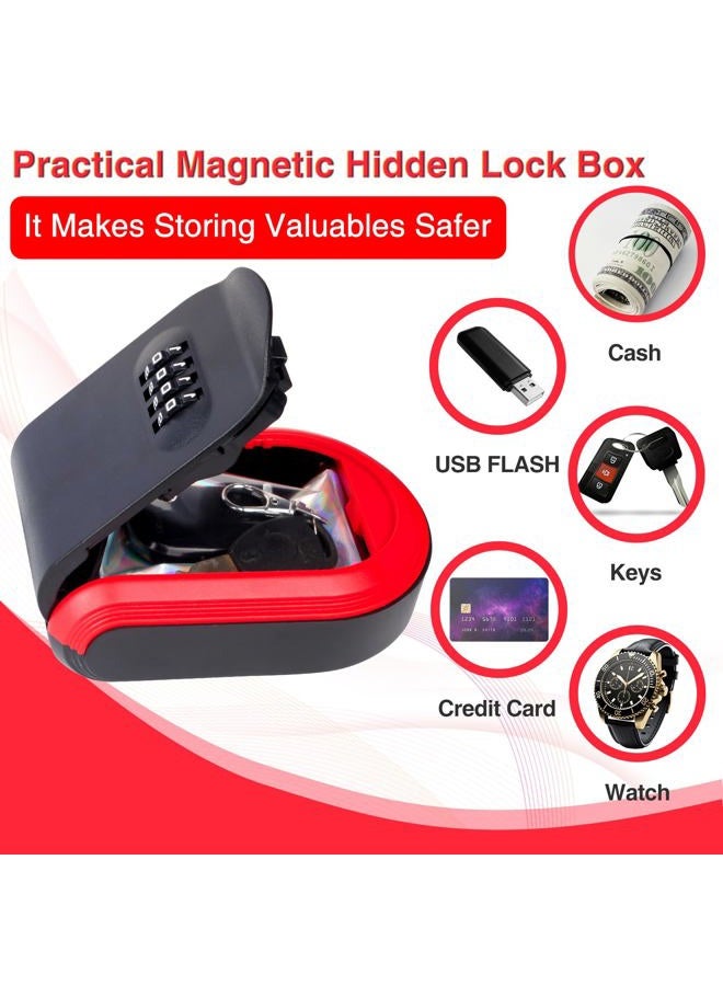 Domthent Magnetic Key Box for Under Car, Lockbox for Keys with Combination Lock, Signal Shield Bag and 5 Strong Magnets, Hide a Key Outside for Vehicle, Home or Office Use (1, RED) - Image 5