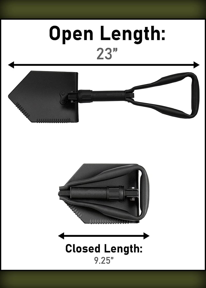 USGI Industries Military Style Shovel | Tri-Fold Entrenching Tool with Serrated Edge | Lightweight, Foldable, Compact, Multi-Use Perfect for Camping, Survival, Trenching (OCP Cover) - Image 4