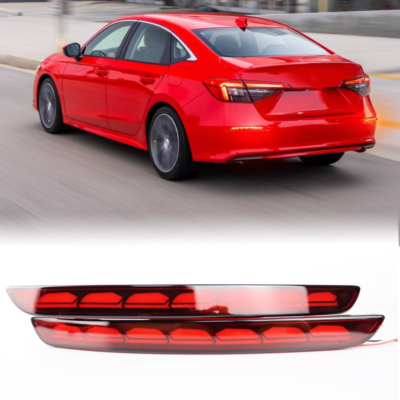 GEEGEETOP Full Lens LED Rear Reflector Bumper Fog Light Assembly kit for Honda Civic 20222024 4Door SedanTurn Signal LightBrake LightDaytime Running Light2 PCS Rear bumper light