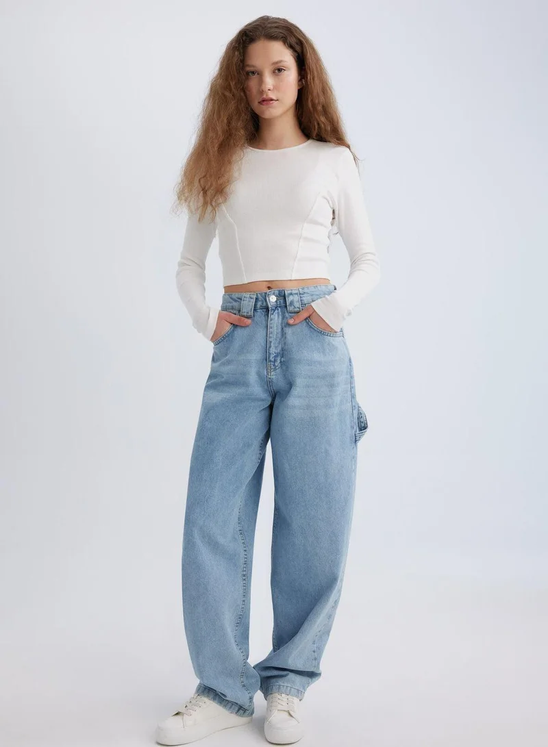 DeFacto Carpenter High Waist Loose Cut Long Jeans