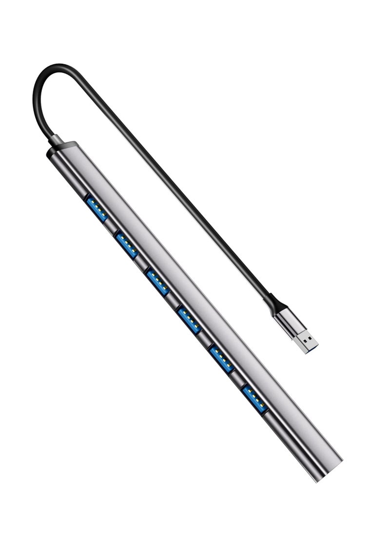 Excefore - موزع ألومنيوم USB 3.0 7 منافذ موسع، موزع USB 3.0، موزع بيانات نحيف للغاية محمول لجهاز ماك بوك، لابتوب، حاسوب شخصي، ماك برو، ماك ميني، آي ماك، سيرفس برو والمزيد - Image 1