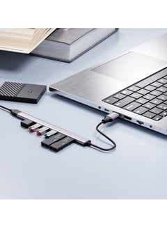Excefore موزع ألومنيوم USB 3.0 7 منافذ موسع، موزع USB 3.0، موزع بيانات نحيف للغاية محمول لجهاز ماك بوك، لابتوب، حاسوب شخصي، ماك برو، ماك ميني، آي ماك، سيرفس برو والمزيد  - Image 2