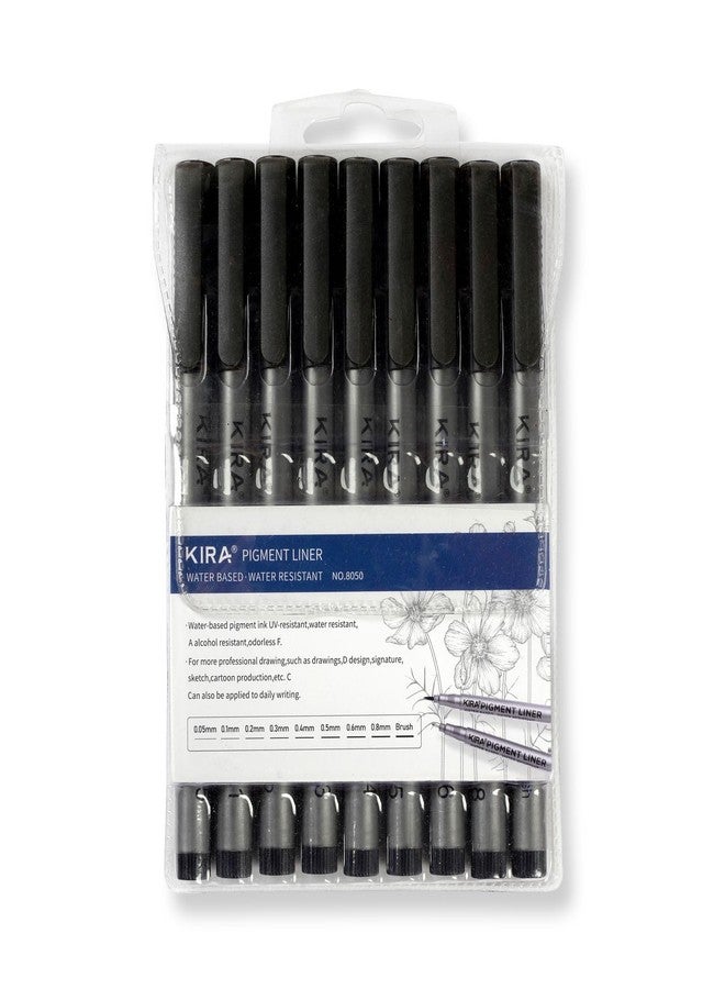 KIRA Micro Pen Fineliner Pens Black Pigment Liner Multiliner Archival Ink Micro Fine Point Pens for Sketching Drawing, Journaling (9pc) - Image 1