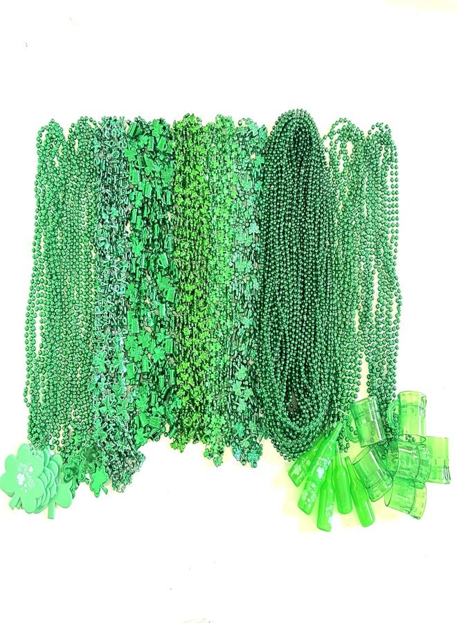 GZYSSL 100 Pcs With 10 Styles St. Patrick's Day Beads Necklaces Green Irish Festival Shamrock Parade Party Bead Necklace St. Patrick's Day Party Decoration Gifts - Image 1