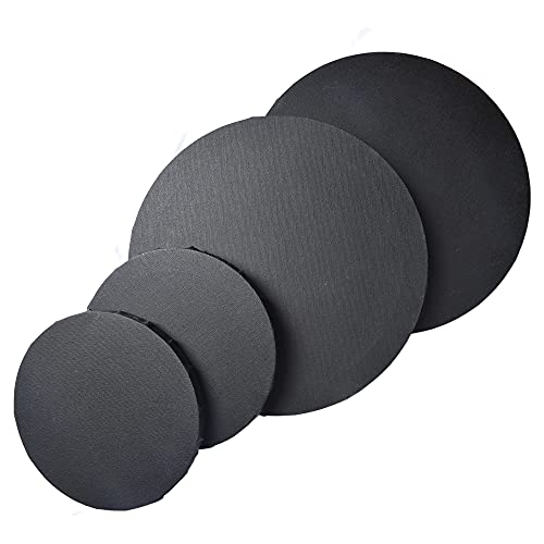 IVON 4pcs Black Round Canvas for Painting, 12'' & 8'' Stretched Circle Canvas Board for Oil Paint Acrylic Pouring - Image 1