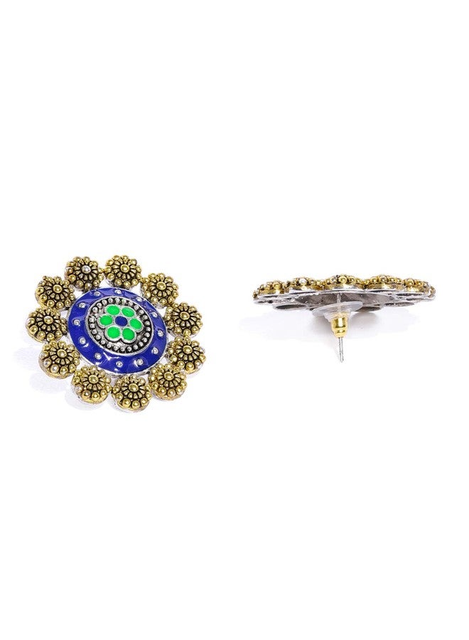 Zaveri Pearls أقراط دائرية مطلية بالمينا بلونين من زافيري بيرلز للنساء - ZPFK8748 - Image 5