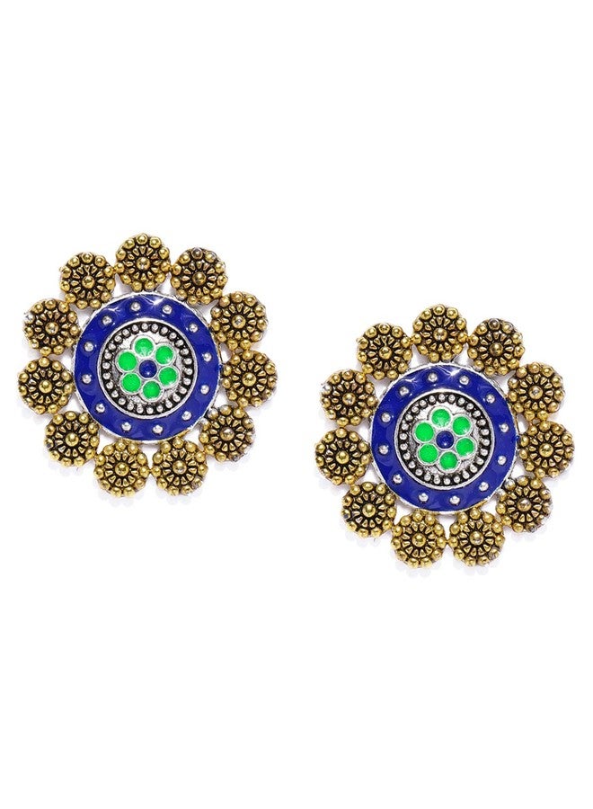 Zaveri Pearls أقراط دائرية مطلية بالمينا بلونين من زافيري بيرلز للنساء - ZPFK8748 - Image 2