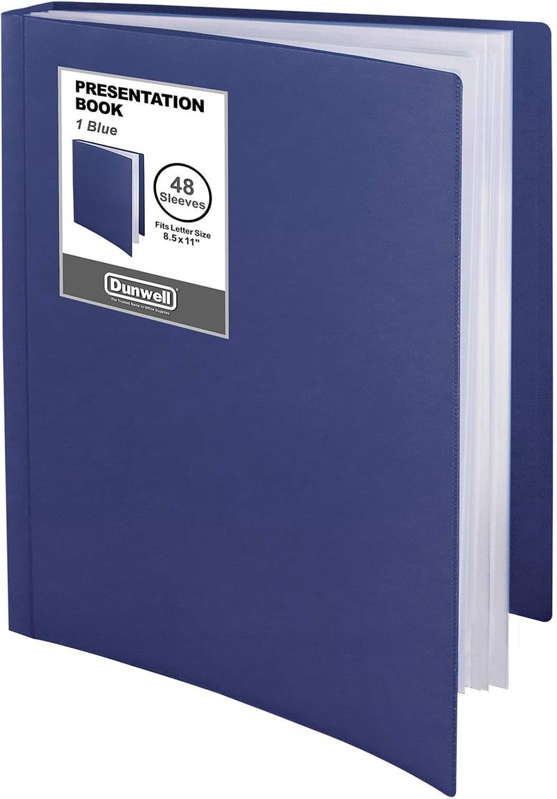Dunwell Presentation Binder 48-Pocket, Displays 96 Pages, 8.5x11 Portfolio Binder with Plastic Sleeves, Storage and Organizer for Documents, Photos, Kids Artwork, Projects, Recipes (Blue) - Image 1