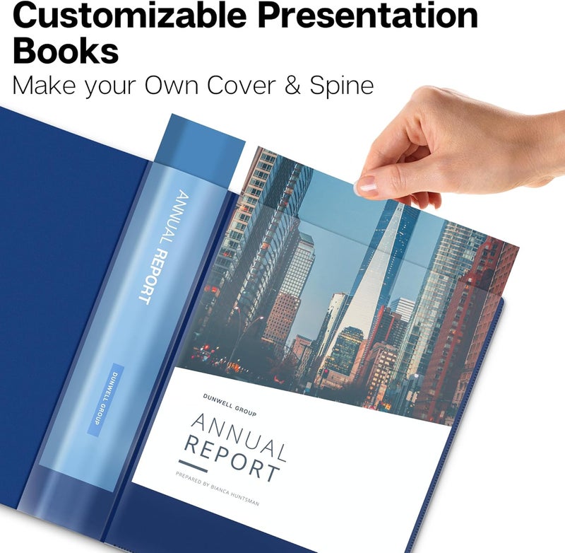 Dunwell Presentation Binder 48-Pocket, Displays 96 Pages, 8.5x11 Portfolio Binder with Plastic Sleeves, Storage and Organizer for Documents, Photos, Kids Artwork, Projects, Recipes (Blue) - Image 2