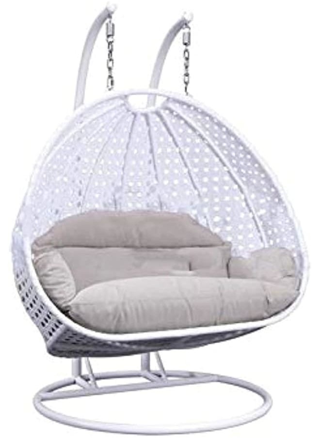 Sweet Furniture Rattan Dual Sitting Outdoor Swing Chair – With Cushions & Pillows 