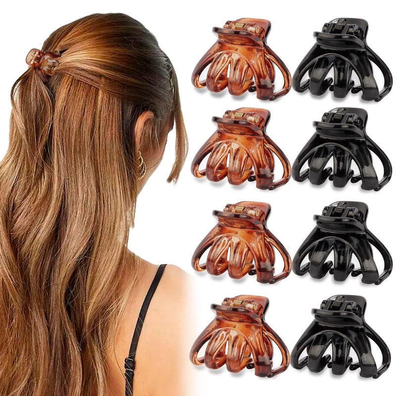 Small Hair Clips Octopus Claw Clips for Thin Hair Medium Hair 8Pcs 16 Mini Jaw Clips for Fine Short Hair Accessories for Women Girls Black Brown
