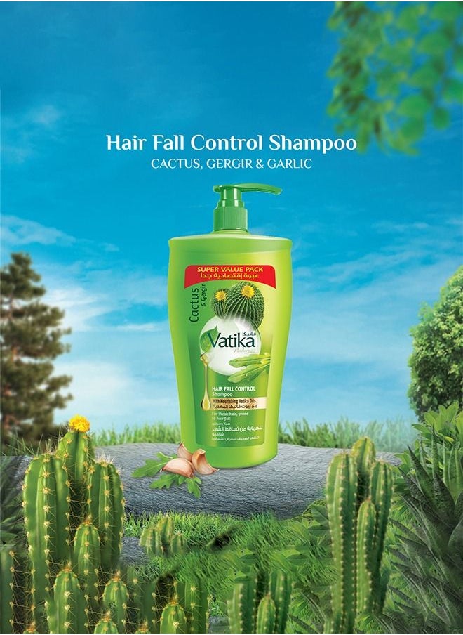 Vatika Naturals - Vatika Naturals Hair Fall Control Shampoo - Enriched with Cactus and Gergir - For Weak Hair - 1000ml - Image 1