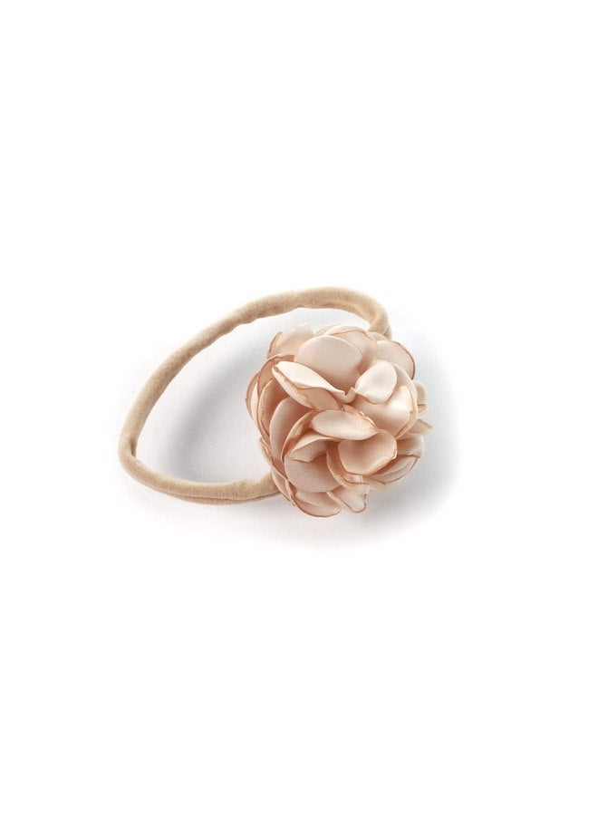 ماي ليلو مجموعة من عصابات الرأس المطاطية المصنوعة من النايلون من My Lello Baby Girl Ruffle Singed Rose مكونة من قطعتين - صغيرة - وردي خدود - شامبانيا - Image 2