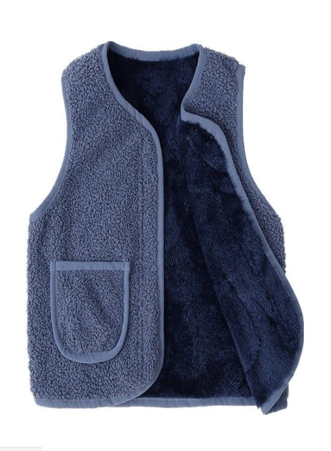 warmstraw Kids Girls Boys Vest Winter Warm Soft Zip up with Pocktes Lightweight Waistcoat Jackets Blue for 12-24 Months - Image 1