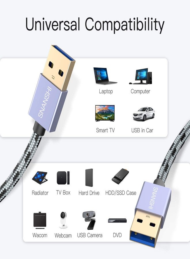 SNANSHI USB to USB Cable 1.5ft: USB3.0 A to A Male, Nylon Braided, Gold-Plated Connectors, USB Male to Male Cable for Hard Drives, Laptop Coolers, TVs, DVD Players, and Charging Devices - Image 3