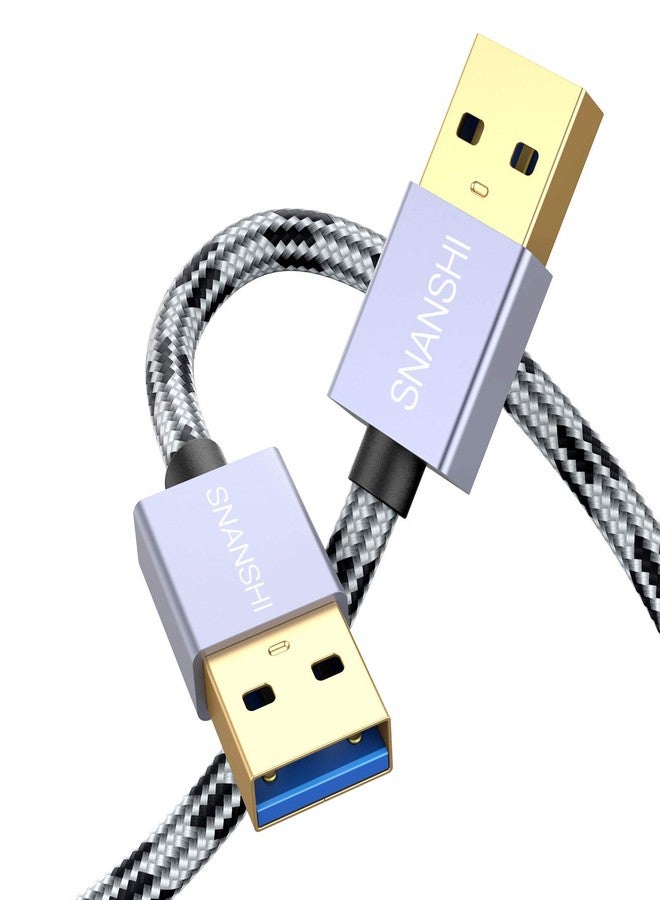 SNANSHI USB to USB Cable 1.5ft: USB3.0 A to A Male, Nylon Braided, Gold-Plated Connectors, USB Male to Male Cable for Hard Drives, Laptop Coolers, TVs, DVD Players, and Charging Devices - Image 1