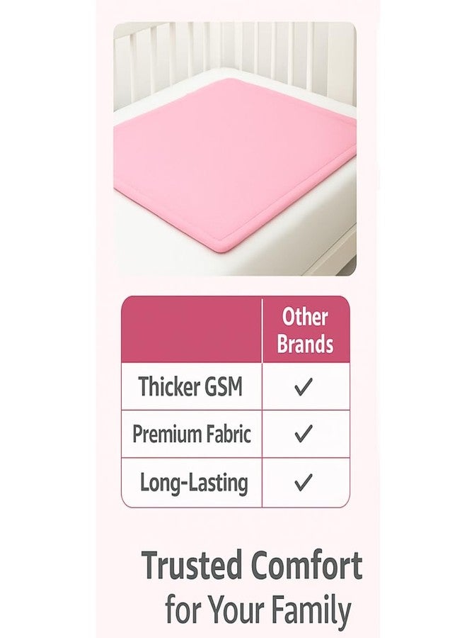 Baby Dry Sheet - Waterproof & Washable Bed Protector Mat for Infants & Kids | Soft, Reusable, Breathable Sheet for Bedwetting & Diaper Leaks (3, Pink) - Image 3