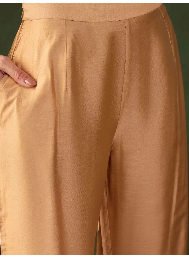 AKS Gold Jacquard Kurta Set With Digital Printed Dupatta