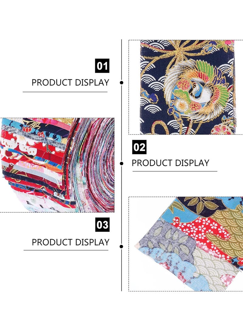 GGOOT 36Pcs Fabric Quilting Strips Japanese Style Jelly Roll Fabric Cotton Craft Fabric Bundle Patchwork Craft Fabric for DIY Craft Sewing Patchwork 6. 25x100cm Colorful - Image 5