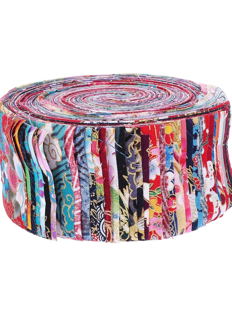 GGOOT 36Pcs Fabric Quilting Strips Japanese Style Jelly Roll Fabric Cotton Craft Fabric Bundle Patchwork Craft Fabric for DIY Craft Sewing Patchwork 6. 25x100cm Colorful - Image 3