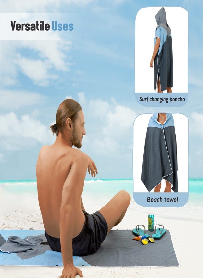 Zingtto Surf Poncho Changing Robe with Hood. Beach Poncho for Men and Women. Oversized Hooded Beach Towel Adult Bath Swim Robe Microfiber Wetsuit Quick-Dry Surf Accessories - Image 2