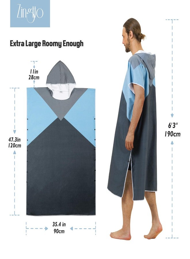 Zingtto Surf Poncho Changing Robe with Hood. Beach Poncho for Men and Women. Oversized Hooded Beach Towel Adult Bath Swim Robe Microfiber Wetsuit Quick-Dry Surf Accessories - Image 4