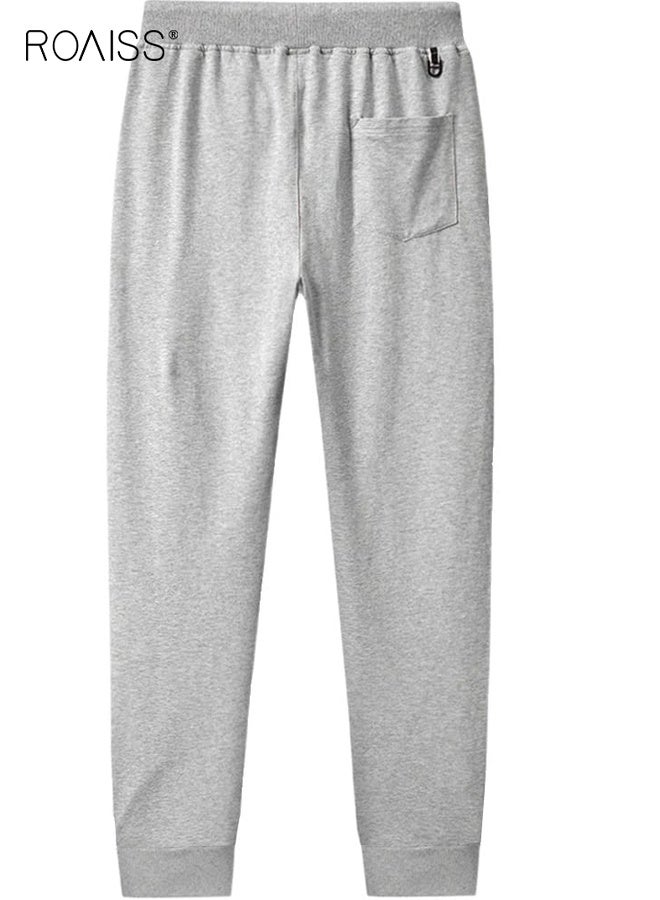 رويس بنطلون رياضي رجالي من القطن بقصّة فضفاضة وواسعة وبنطلون رياضي مستقيم الساق للرجال بنطلون رياضي رجالي بجيوب بسحاب للياقة البدنية والجري والتدريب النشط والرياضات الخارجية بنطلون رياضي بلون سادة - Image 2