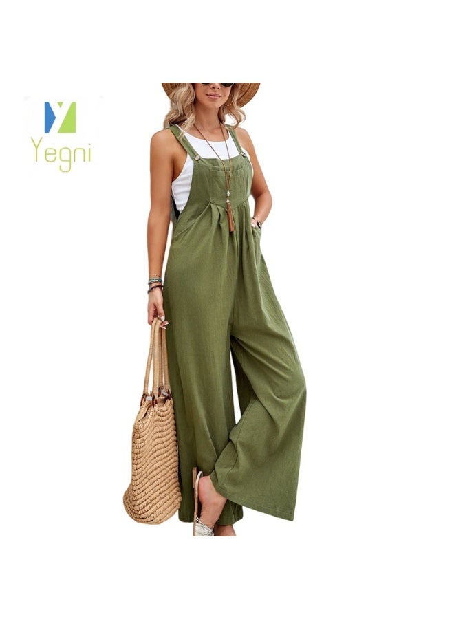 Yegni Fashionable women's solid color casual overalls - Image 1