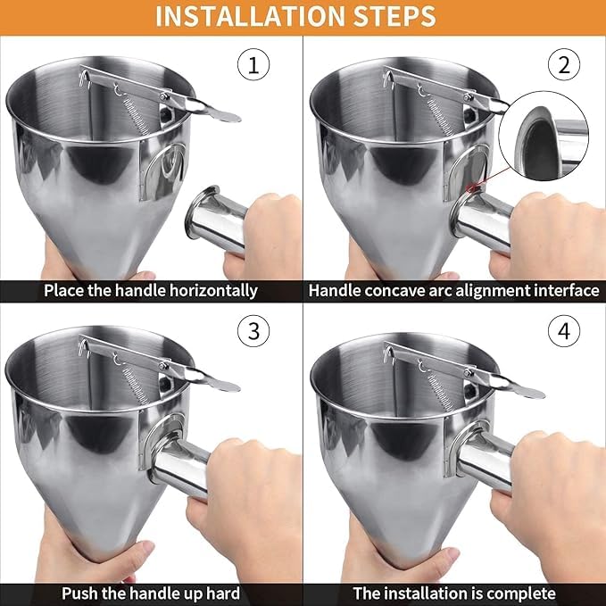 Shrux Shrux Pancake Batter Dispenser with Handle Rack Stainless Steel Batter Dispenser Funnel With 1200ml Capacity Ghevar Jalebi Muffin Cake and Waffle Batter Dispenser Machine With Stand  - Image 3