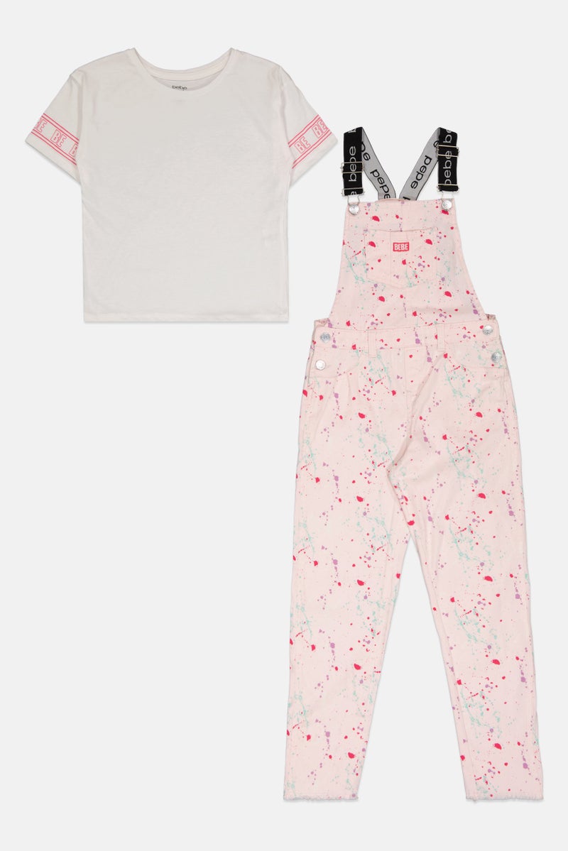 bebe Kids Girl 2 Piece Tie Dye Romper And T-shirt Set, Multicolor - Image 2