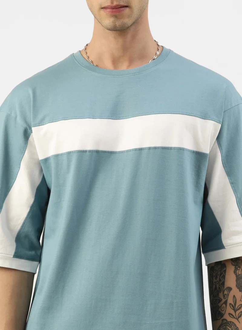 Maniac Men Half sleeve Round Neck Blue Cotton T-shirt