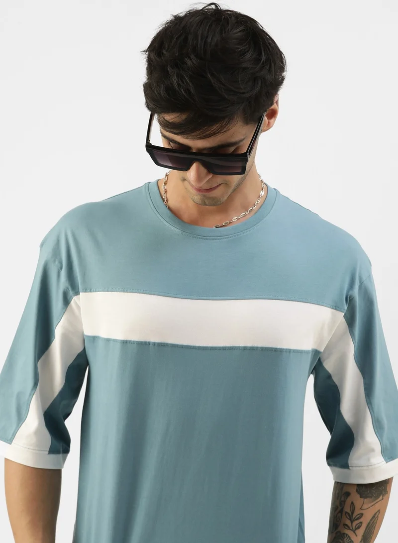 Maniac Men Half sleeve Round Neck Blue Cotton T-shirt