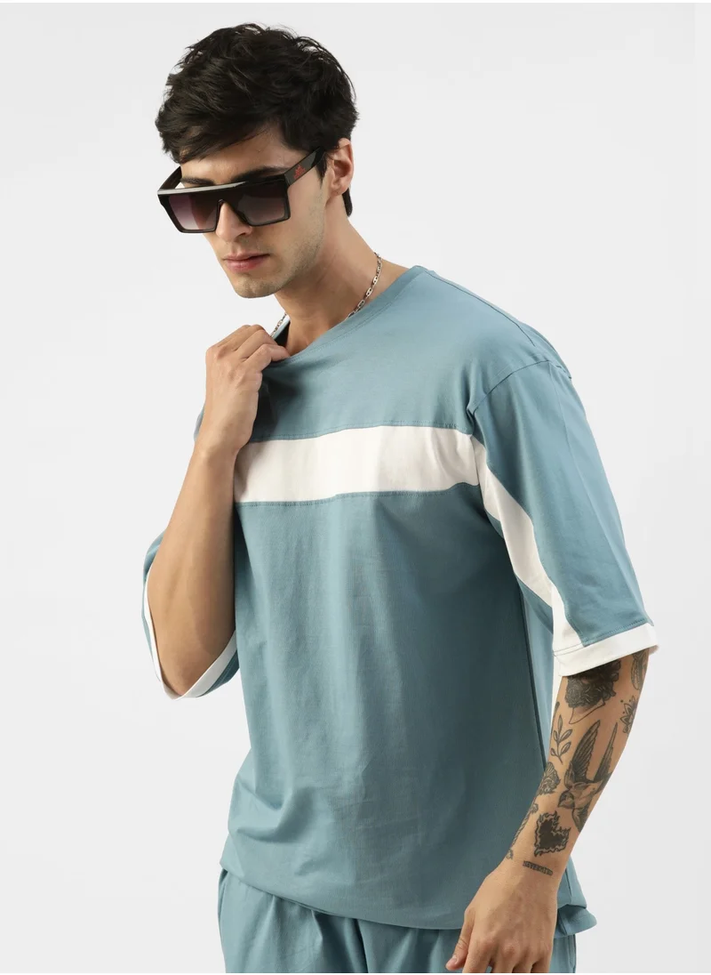 Maniac Men Half sleeve Round Neck Blue Cotton T-shirt