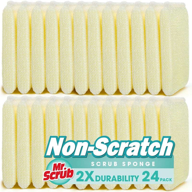 24 Pads AllPurpose Sponges Kitchen Non Scratch Dish Sponge for Washing Dishes Cleaning Kitchen Premium Kitchen Scrub Sponge and Scrubbers Cleaning Pads Ideal for Kitchen Bathroom Mr Scrub