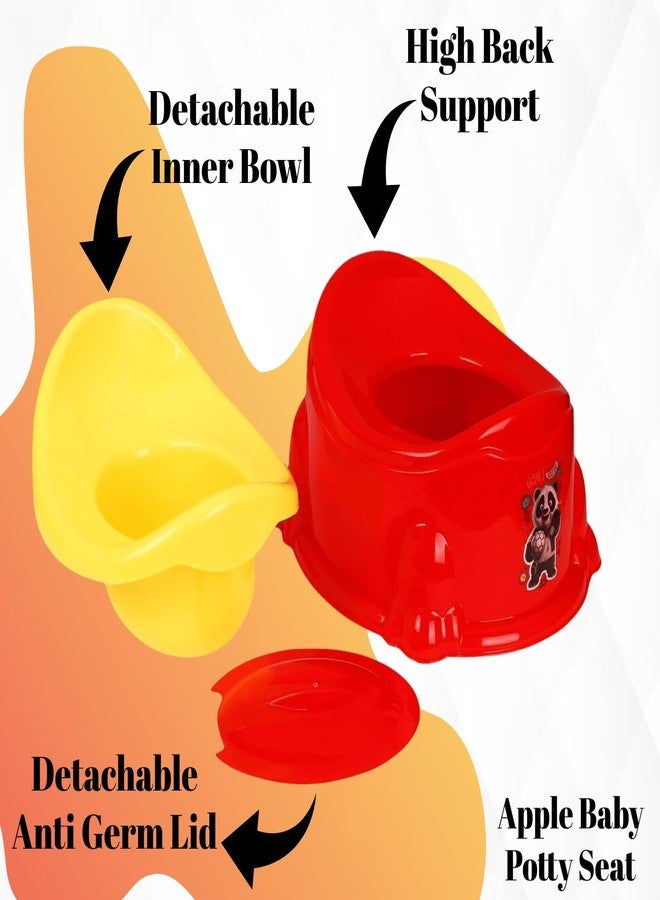 Zerya Apple Potty Toilet Trainer Seat with Removable Bowl And Closing Lid and High Back Support for 6-18 Month Toddler Boys Girls (Red & Yellow) - Image 4