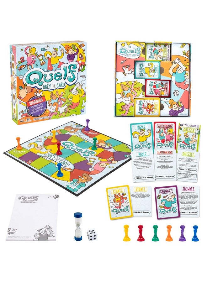 Spin Master Games Spin Master Quelf Board Game: Party Game for Teens and Adults -Obey The Cards to Win Family Game Night - 300 Outrageous Action Cards Combines Quiz Questions, Stunts, Acting, and Hilarious Rules - Image 3
